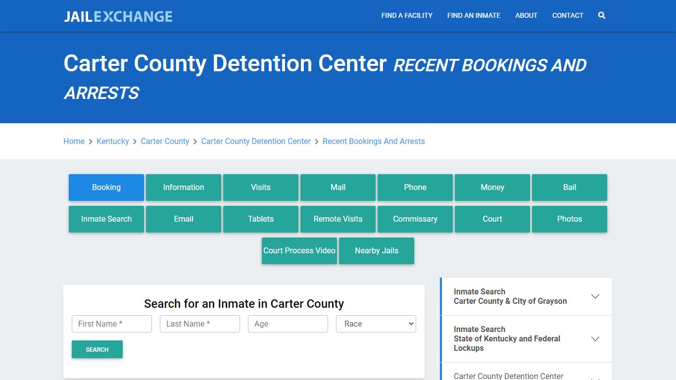 Carter County Detention Center Recent Bookings And Arrests - Jail Exchange